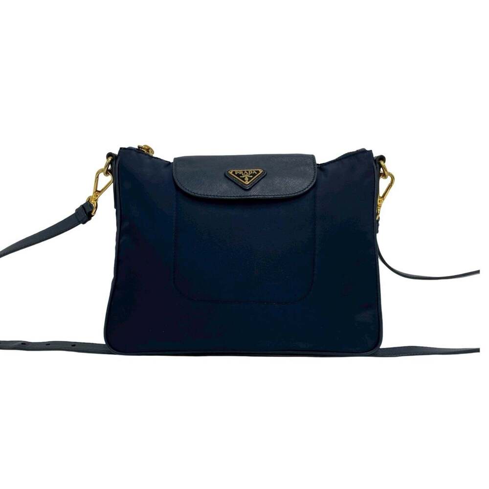 PRADA Blue Leather Saffiano Shoulder Bag - Picture 1 of 10